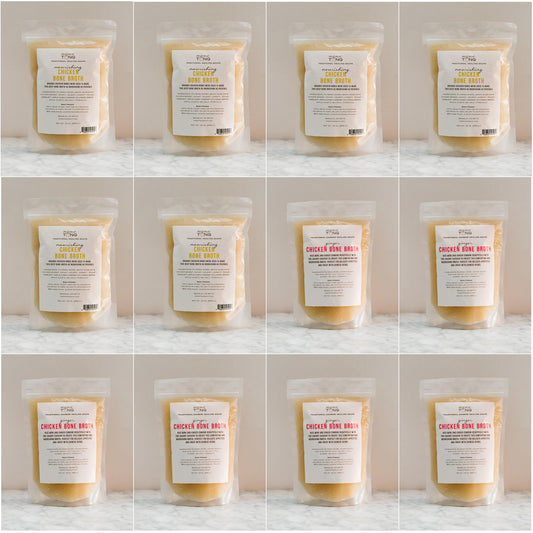 12 Frozen Pints of — 6 Ginger Chicken Bone Broth + 6 Chicken Bone Broth