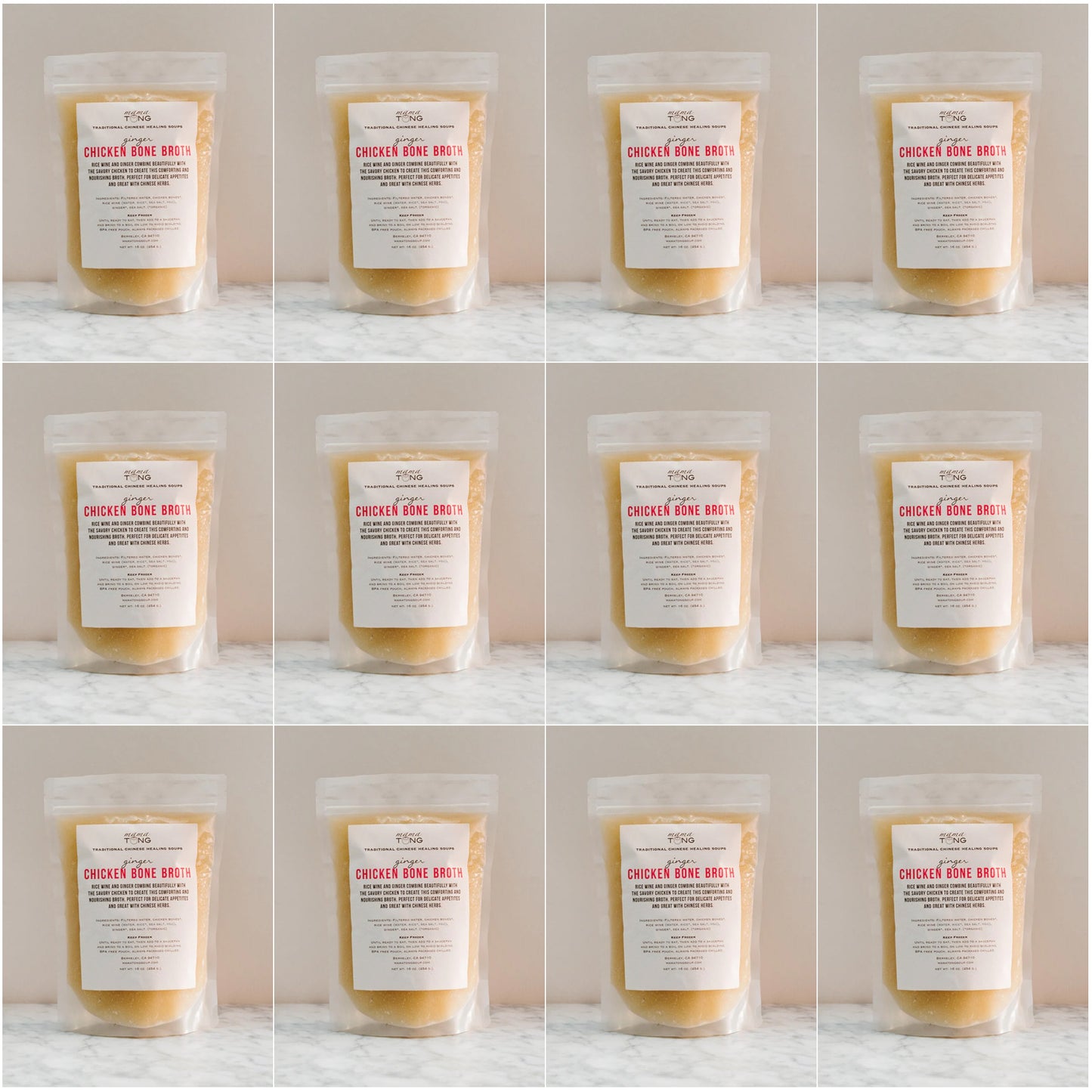 12 Frozen Pints  of —  Ginger Chicken Bone Broth